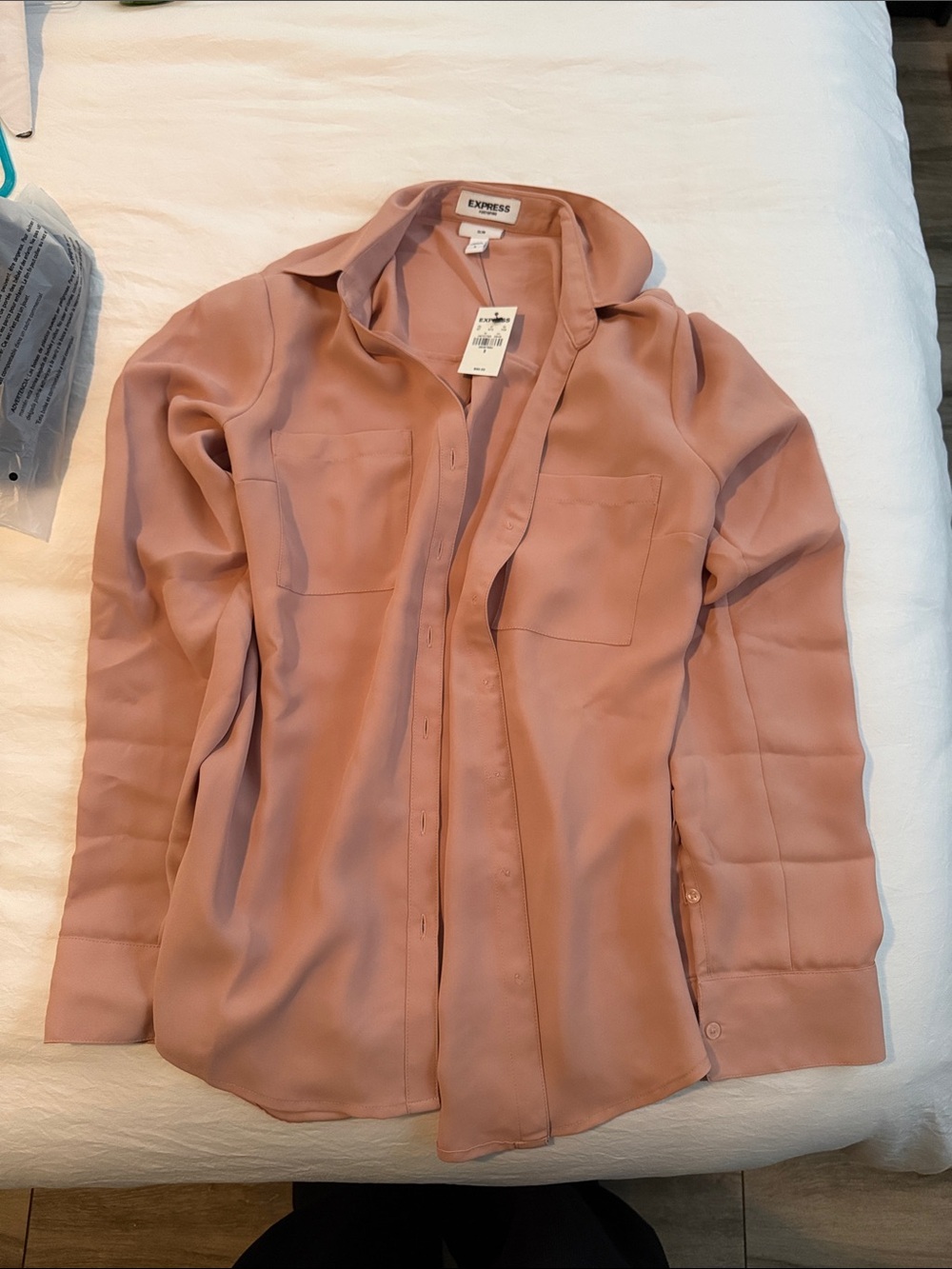 Express Blush Pink Long Sleeve Button-Down Shirt